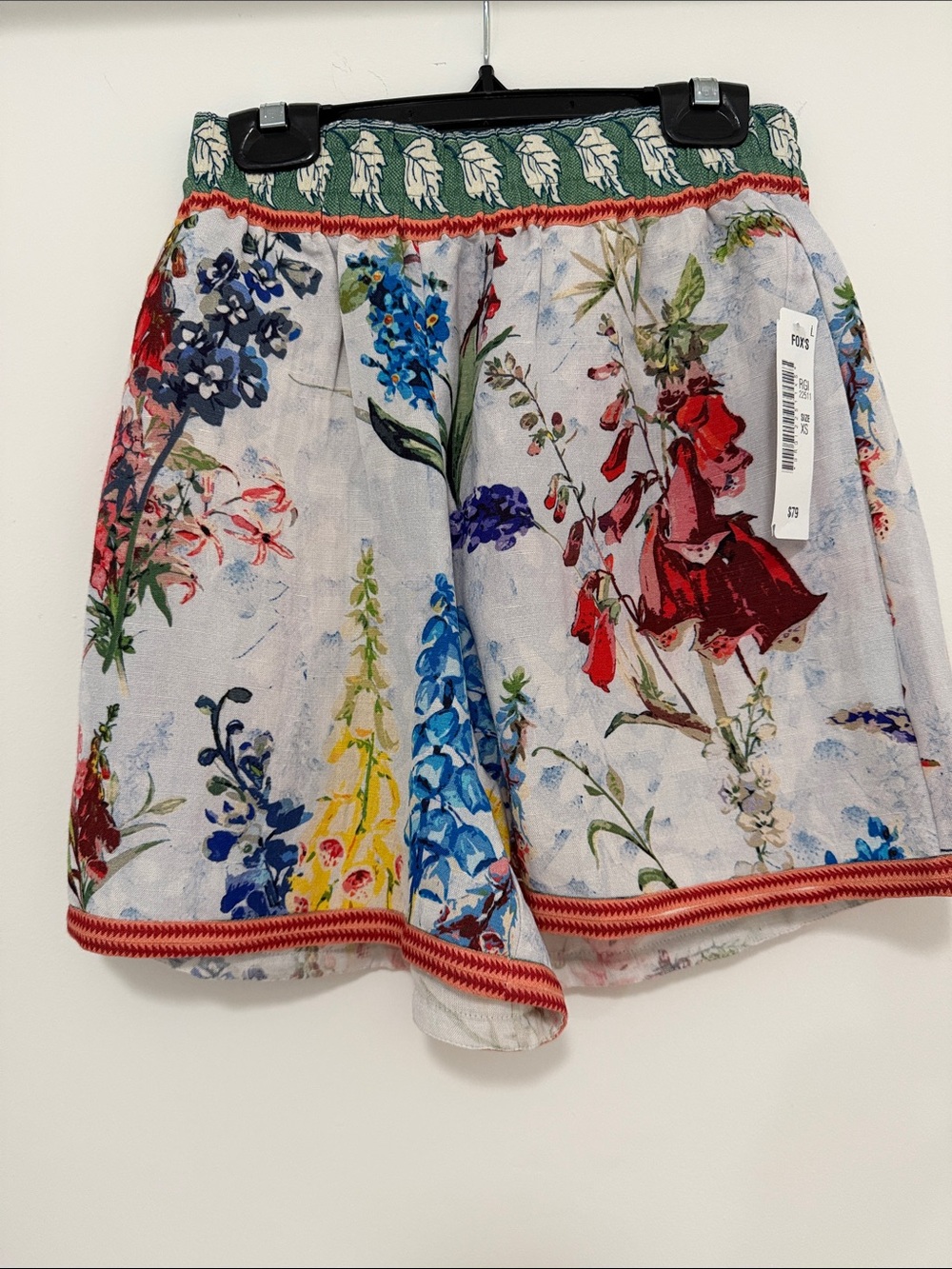 Ranna Gill Floral Print Shorts in White, Red, Blue, Green, Yellow